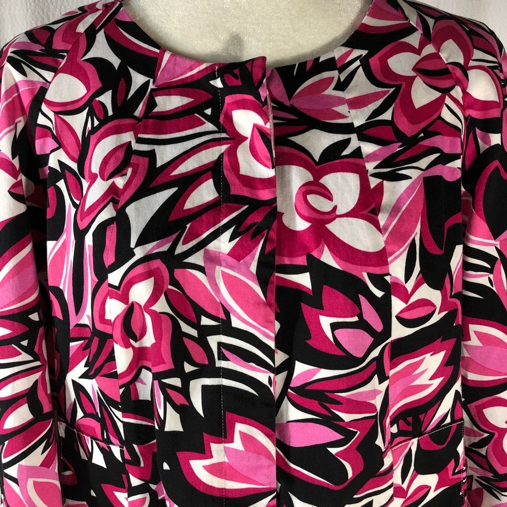 Laura Ashley Pink/Black/White Print Swing Jacket - Picture 4 of 8